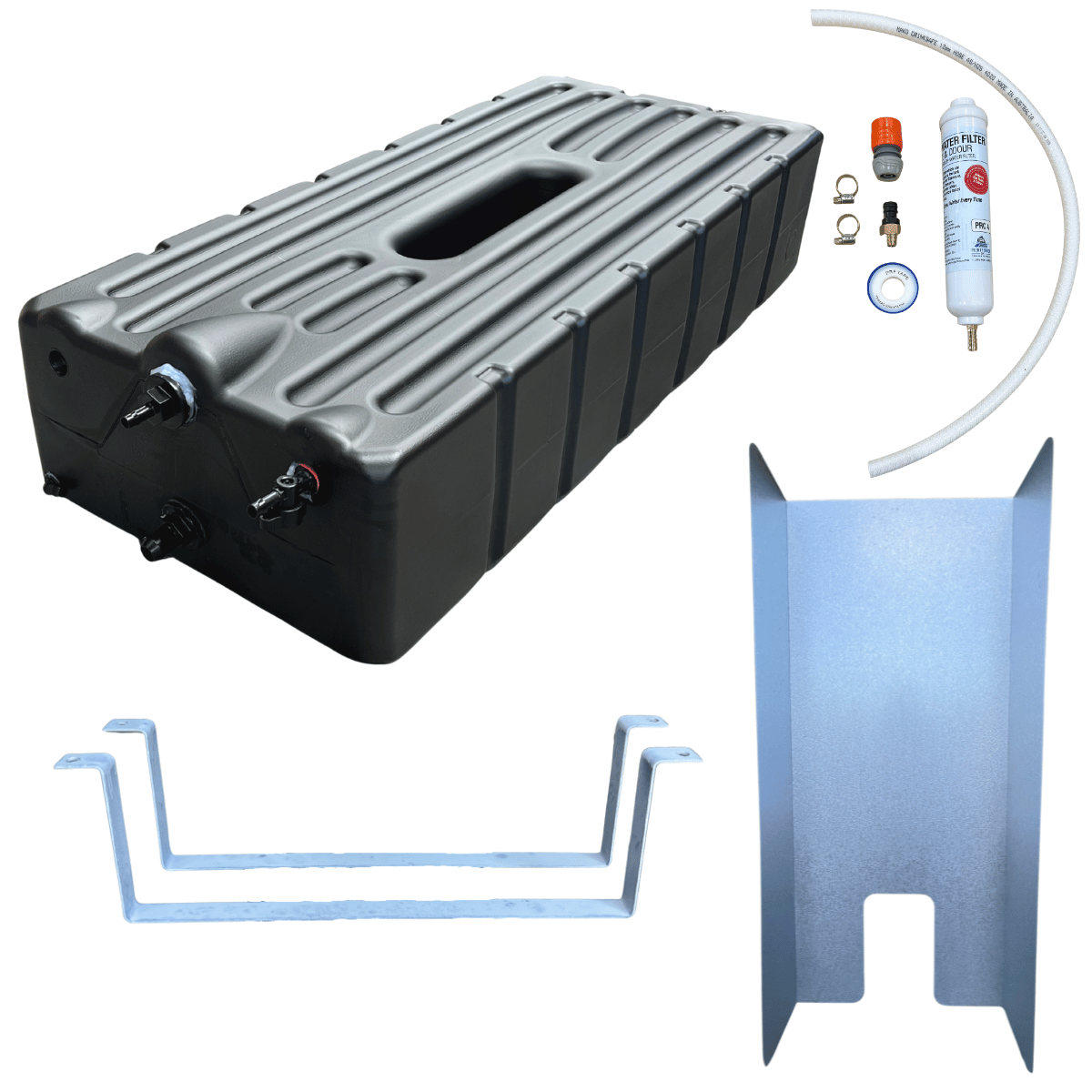 105L Caravan Fresh Water Tank Kit with Inline Filter Kit | Australian Made Food Grade | Plenty River