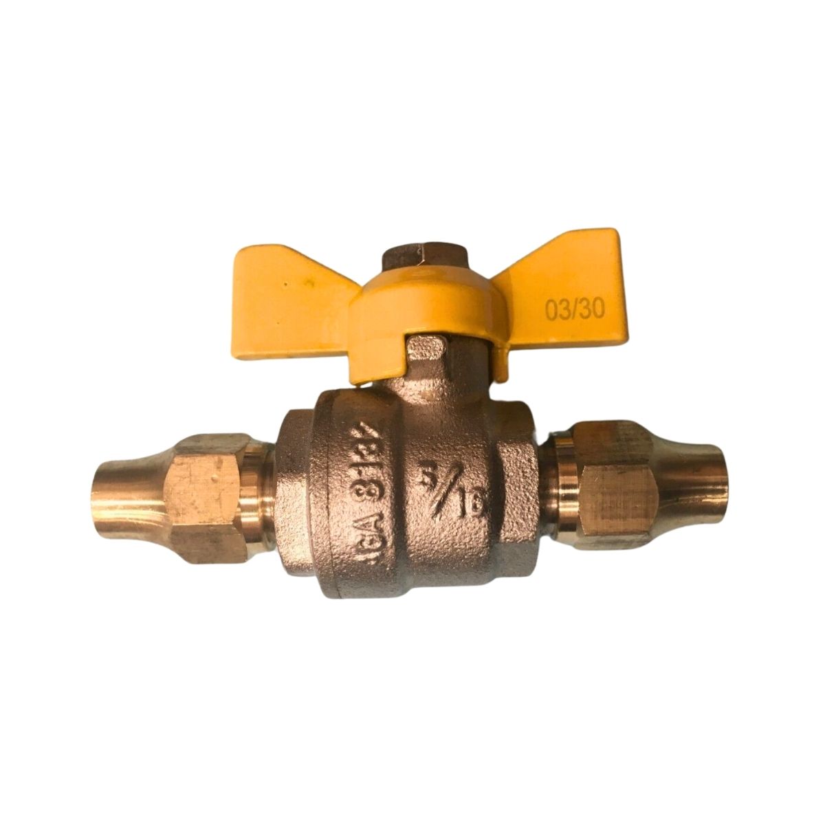 5/16" Gas Ball Valve / Gas Cock + 5/16" Flare Brass Comp. Nuts