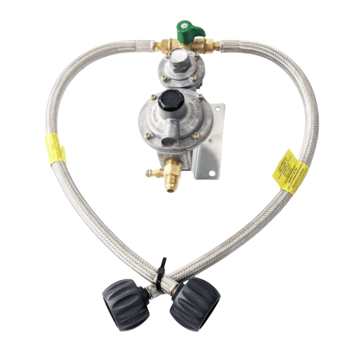 Dual/Double Caravan Gas Regulator Kit / Assembly 450mm Hoses, AGA Approved
