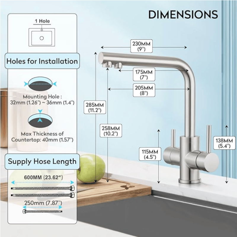 3-in-1 Three-Way Kitchen Mixer Tap