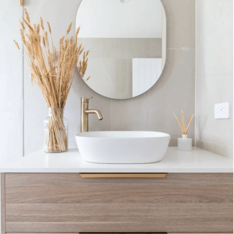 Round Tall Curved Basin Mixer Brushed Gold