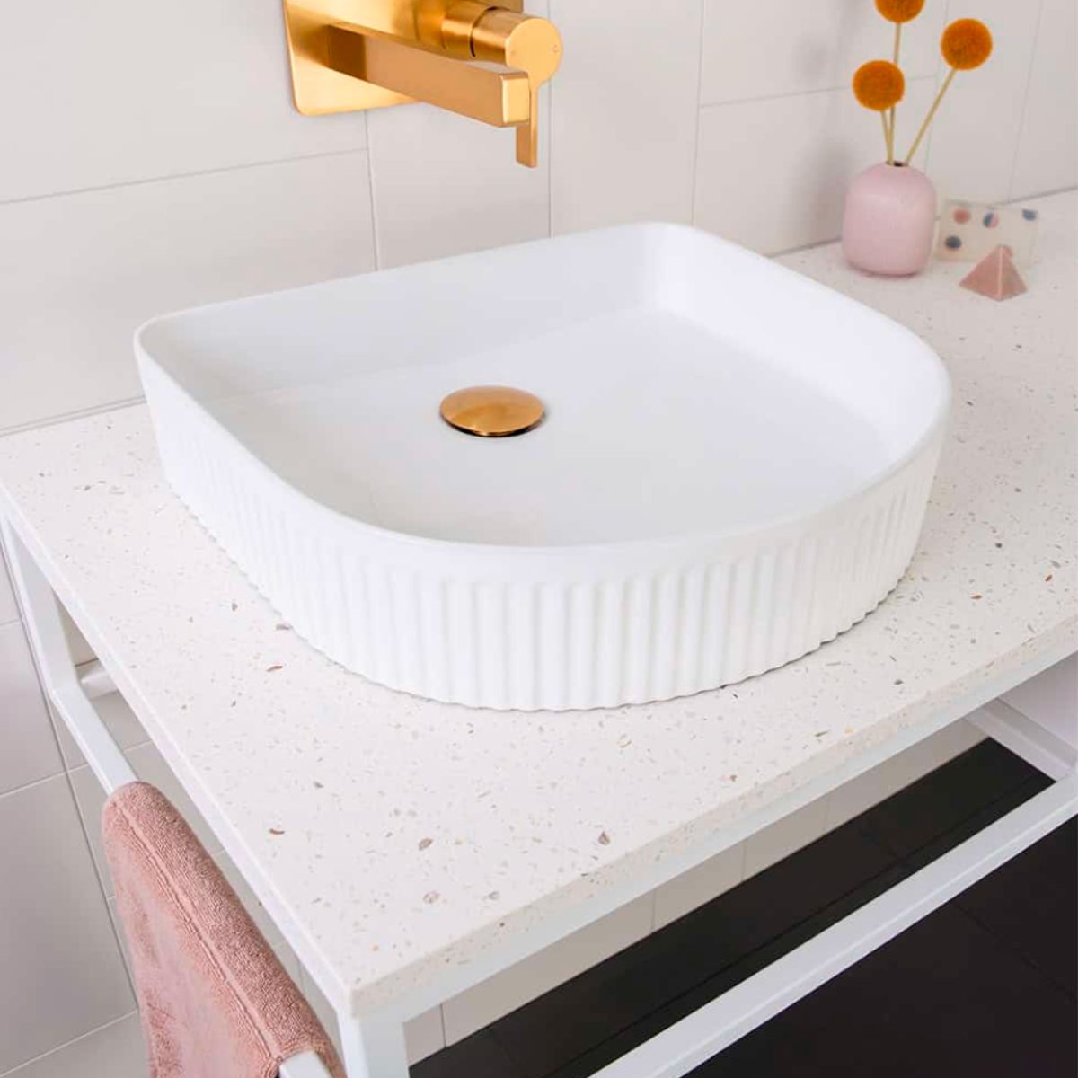 Semi Fluted Basin Matte White - 400x360x130