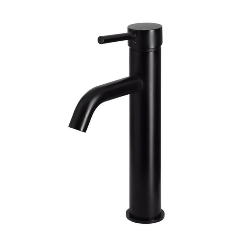 Round Tall Curved Basin Mixer Matte Black