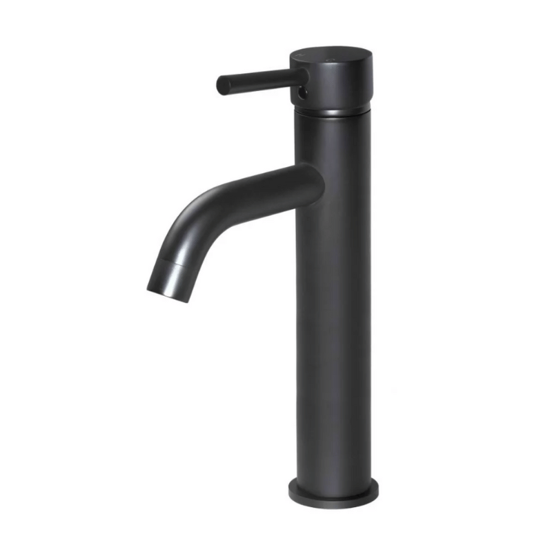 Round Tall Curved Basin Mixer Matte Black