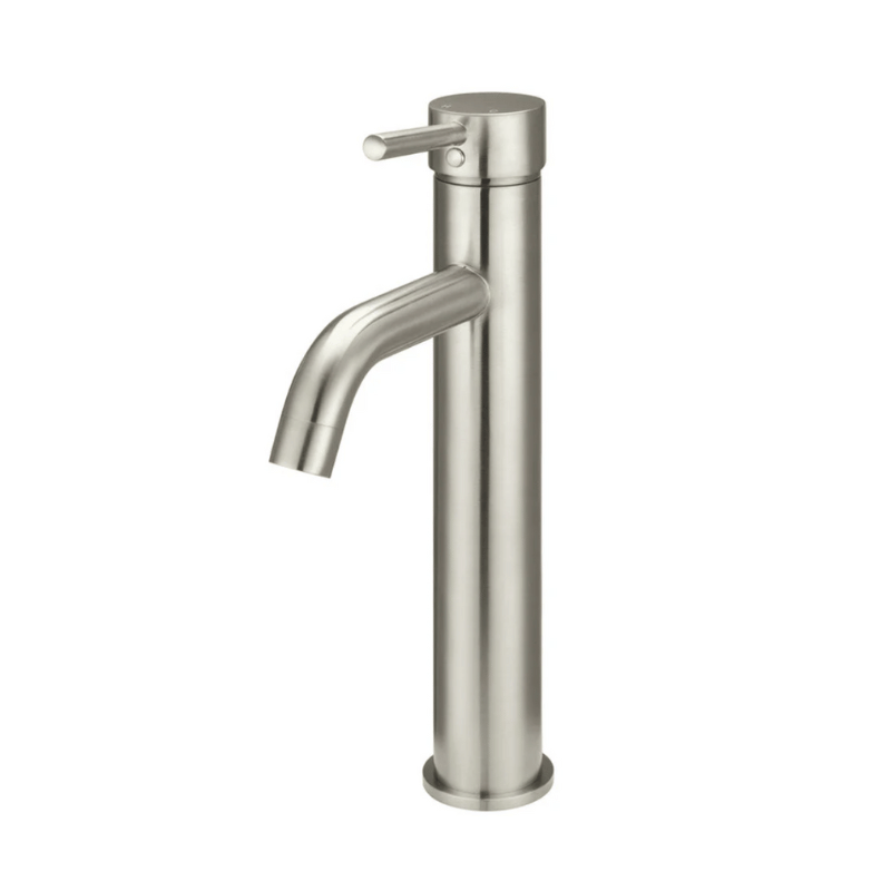 Round Tall Curved Basin Mixer Brushed Nickel