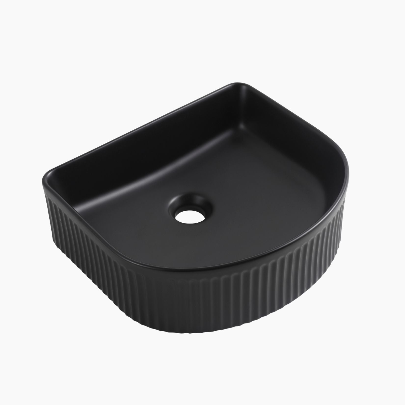 Semi Fluted Basin Matte Black - 400x360x130