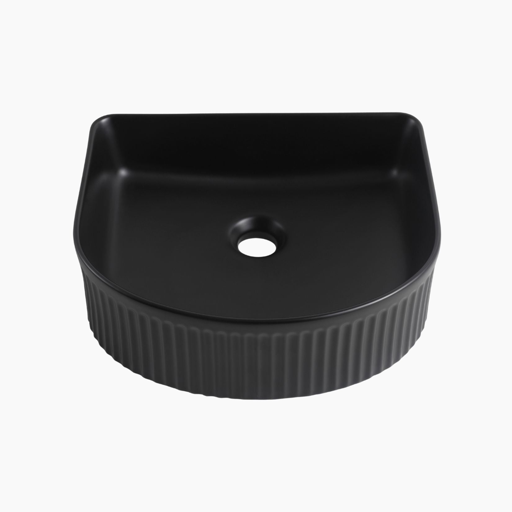 Semi Fluted Basin Matte Black - 400x360x130