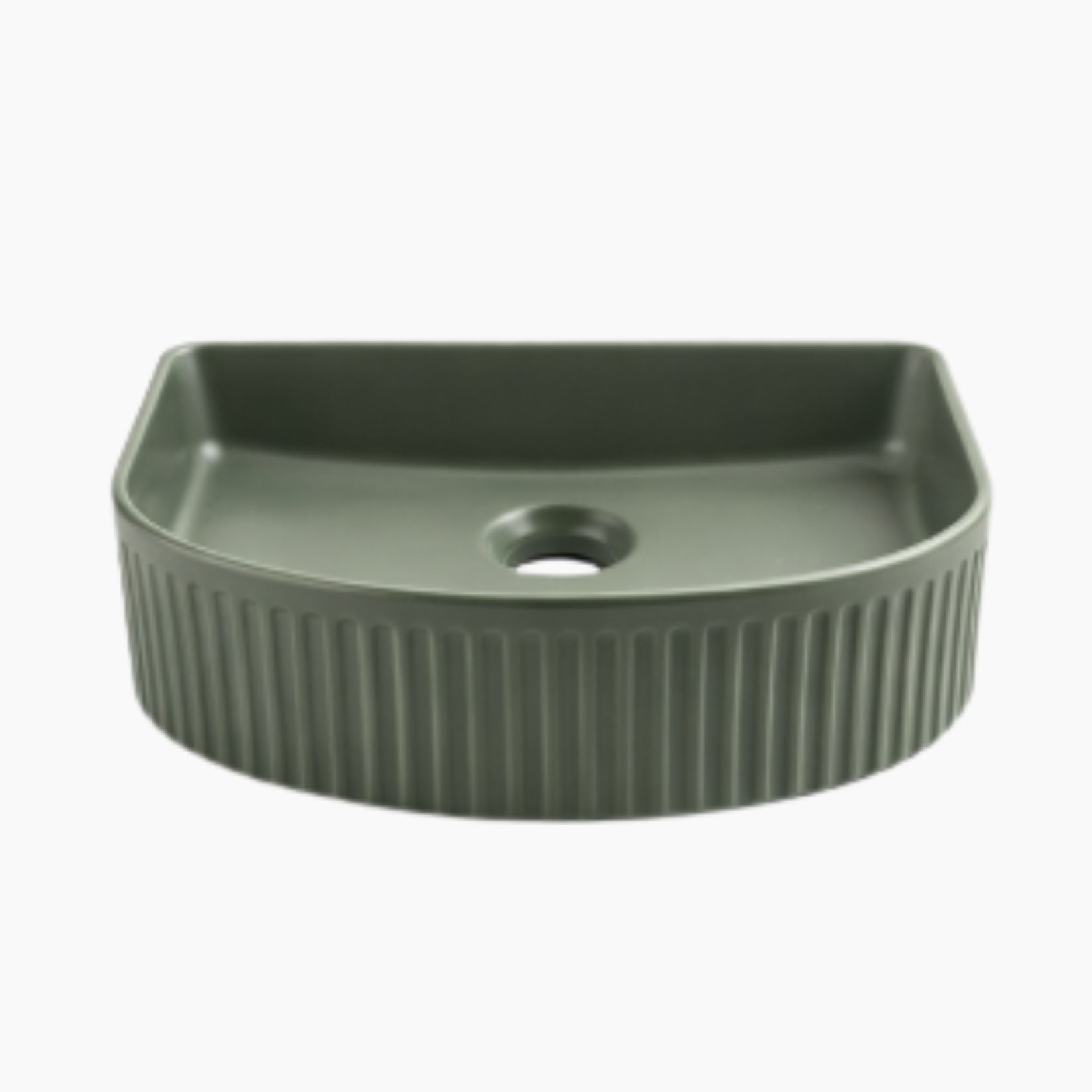 Semi Fluted Basin Moss Green - 400x360x130