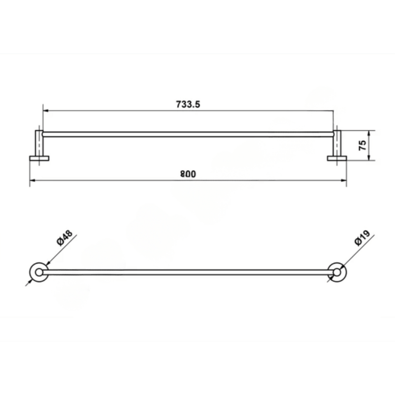 Single Towel Rail - Chrome