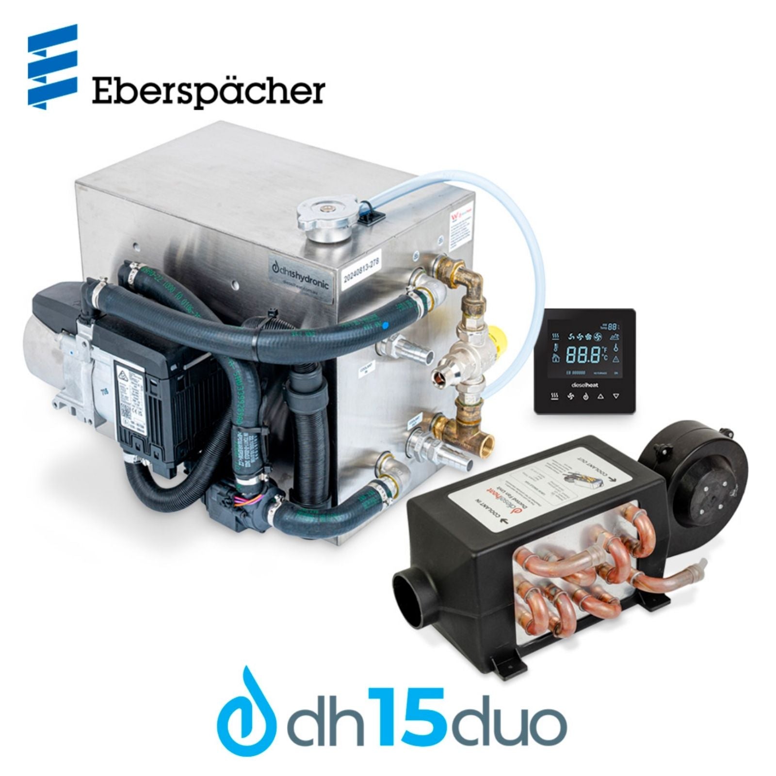 Eberspächer heating system components on a white background