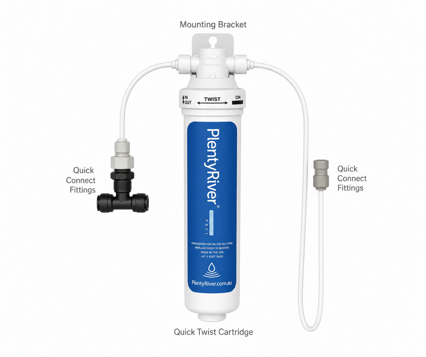 Plenty River PR100 Quick-Twist Undersink Water Filter System