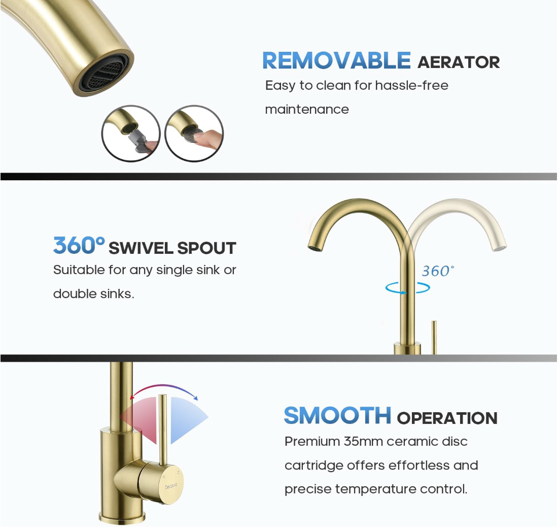 Gooseneck Mixer Brushed Gold