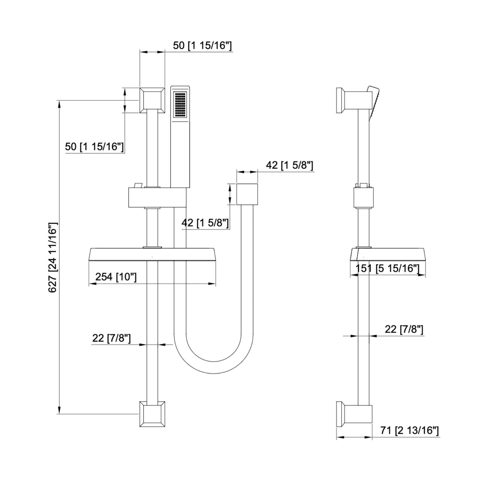 Black Shower Rail Square