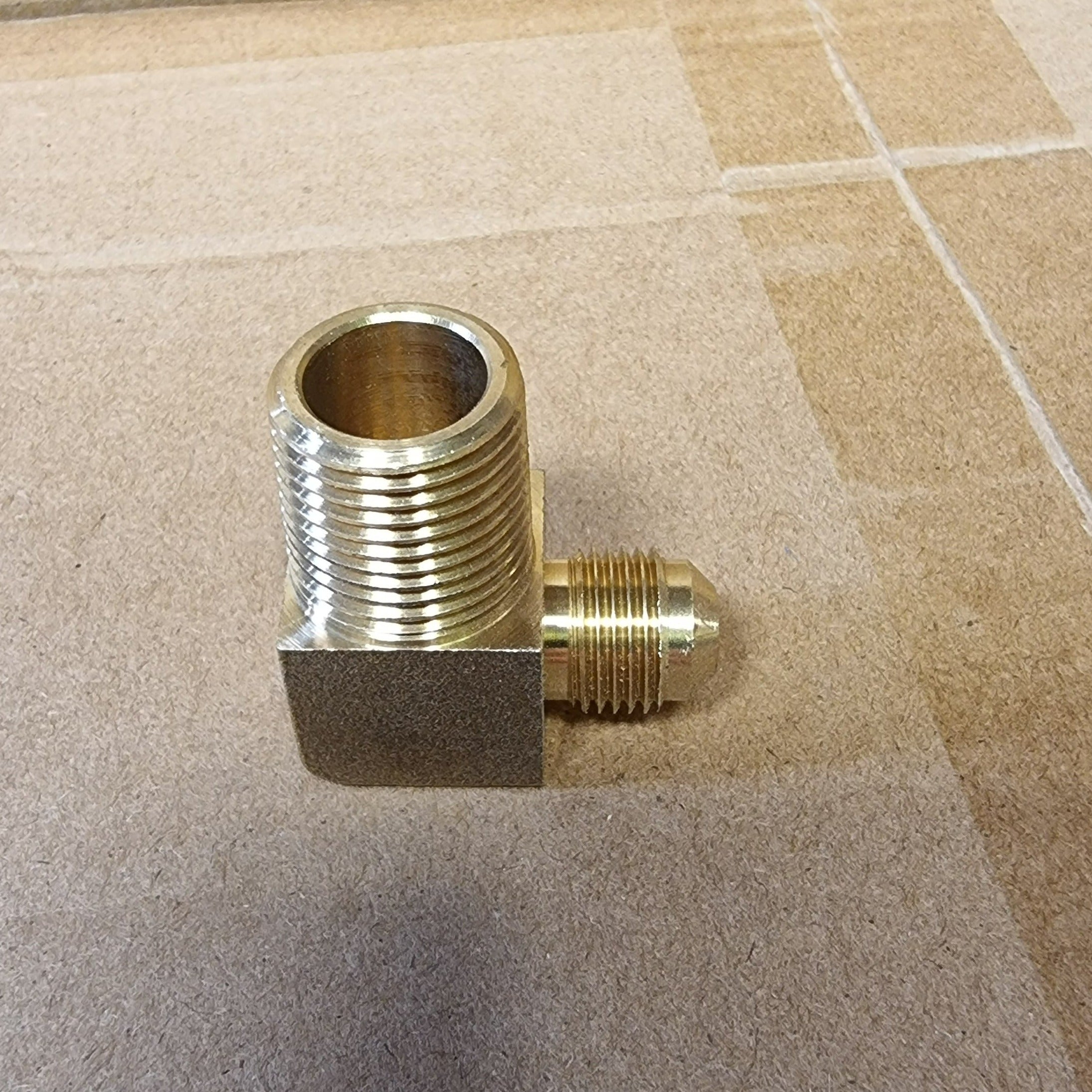 3/8" Flare x 1/2" BSP male thread brass elbow