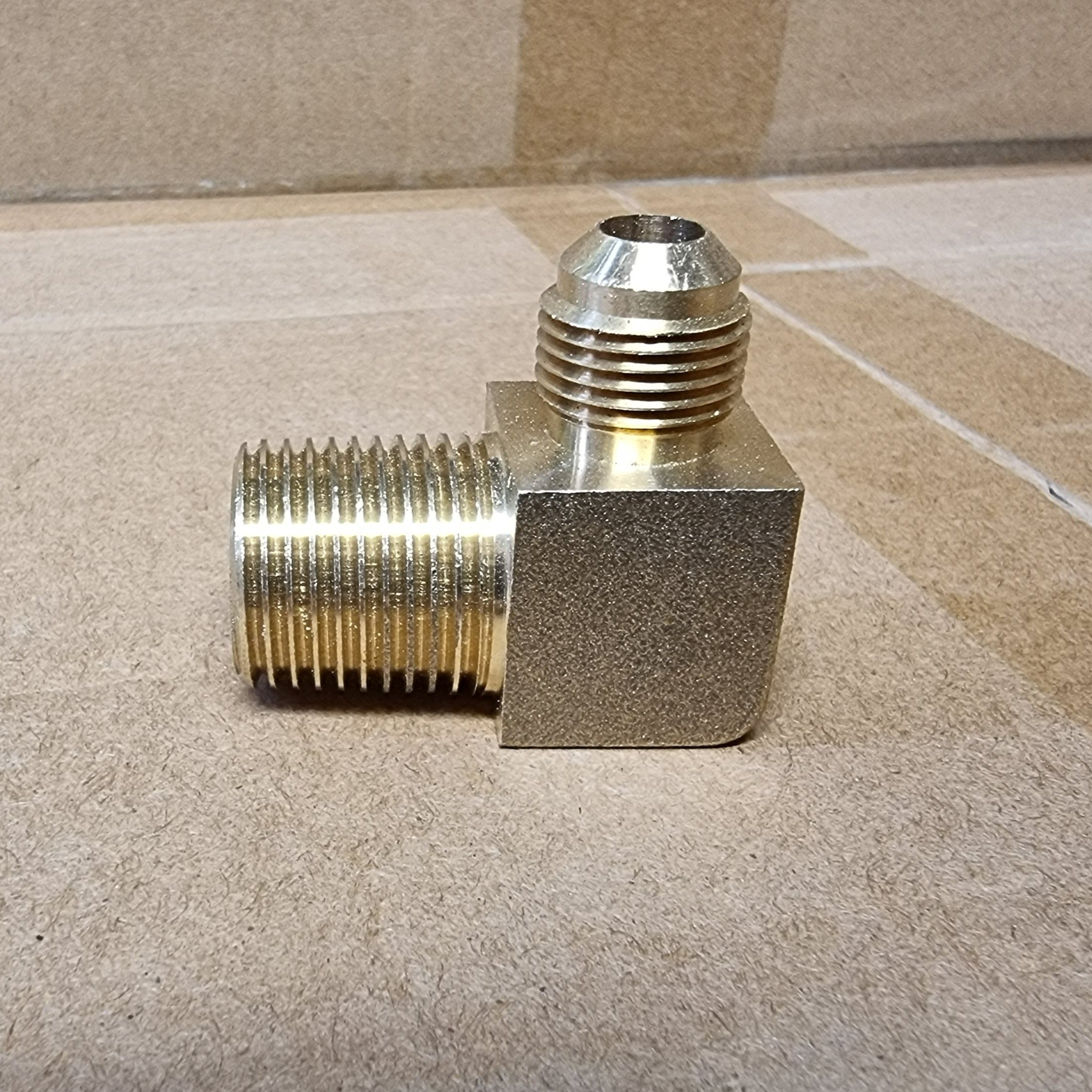 3/8" Flare x 1/2" BSP male thread brass elbow