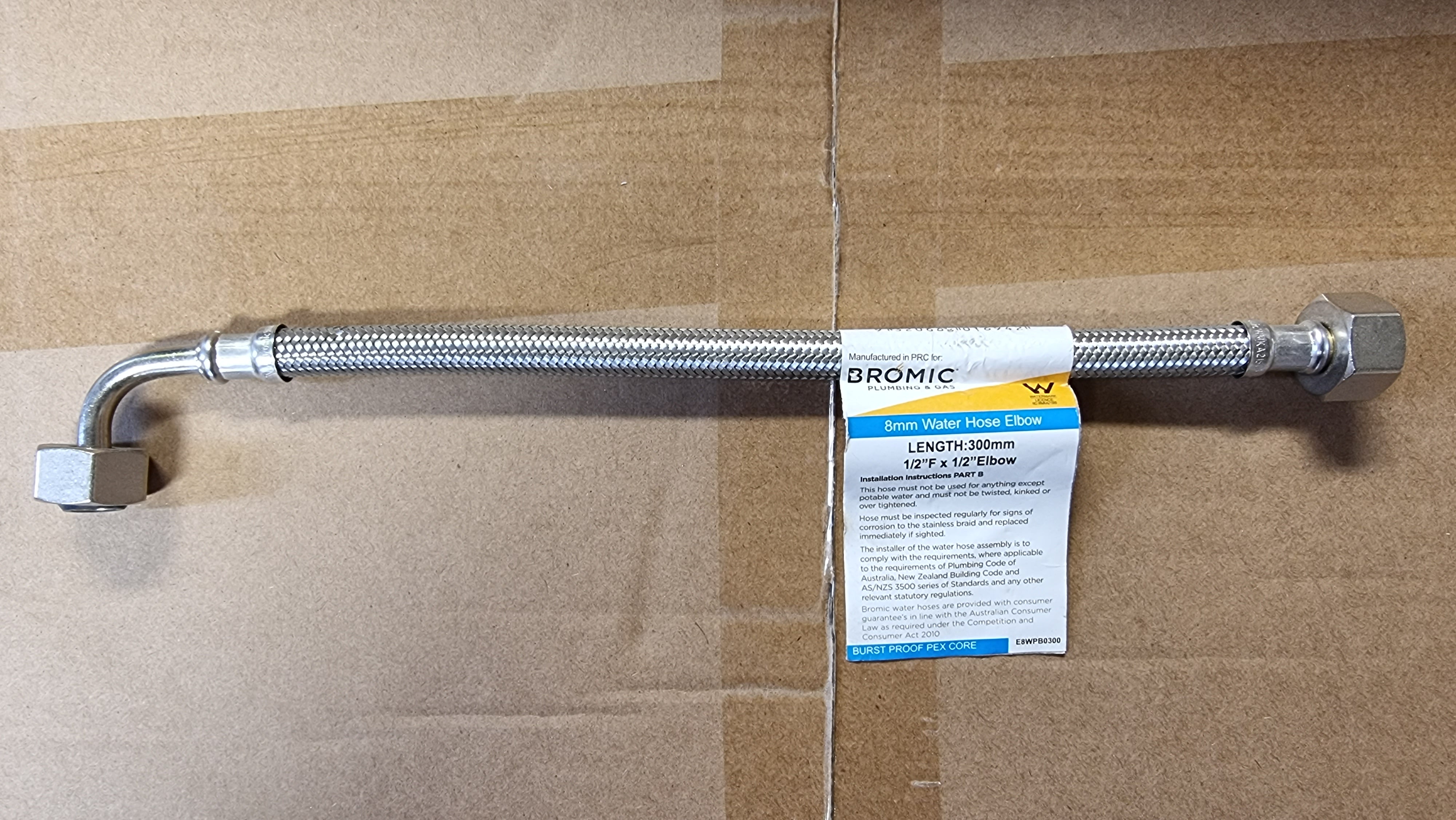 Flexi Hose Water 300mm Elbow