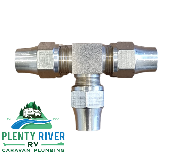 3/8" Flare Brass Comp Nut + 3/8" Flare Tee