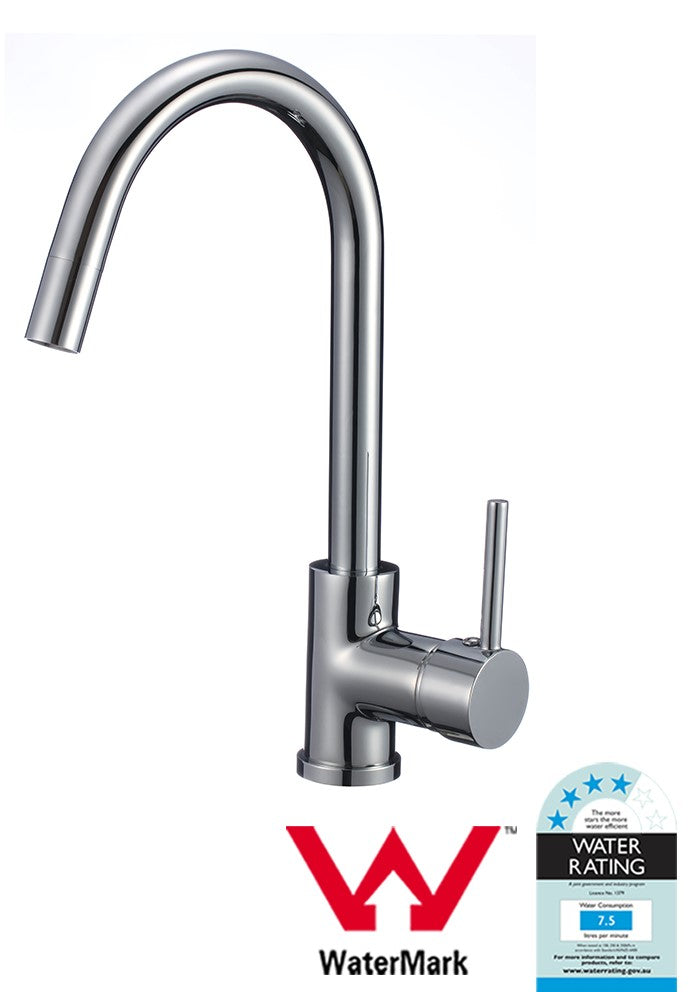 Chrome Tall Round Kitchen Sink Mixer