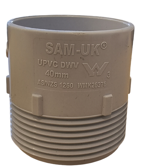 PVC Male Connector 40mm | Plenty River