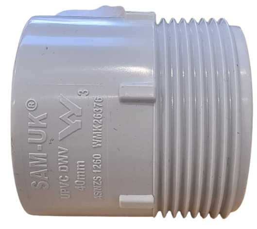 PVC Male Connector 40mm | Plenty River
