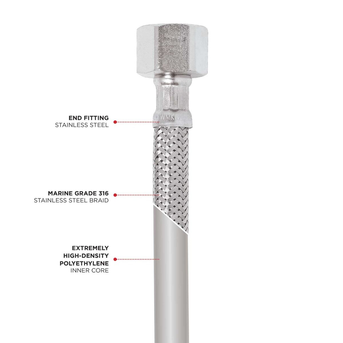 1500mm Flexi Water Hose 1/2" F x 1/2" F – Stainless Steel Braided Connector for Plumbing, Caravan & RV Systems