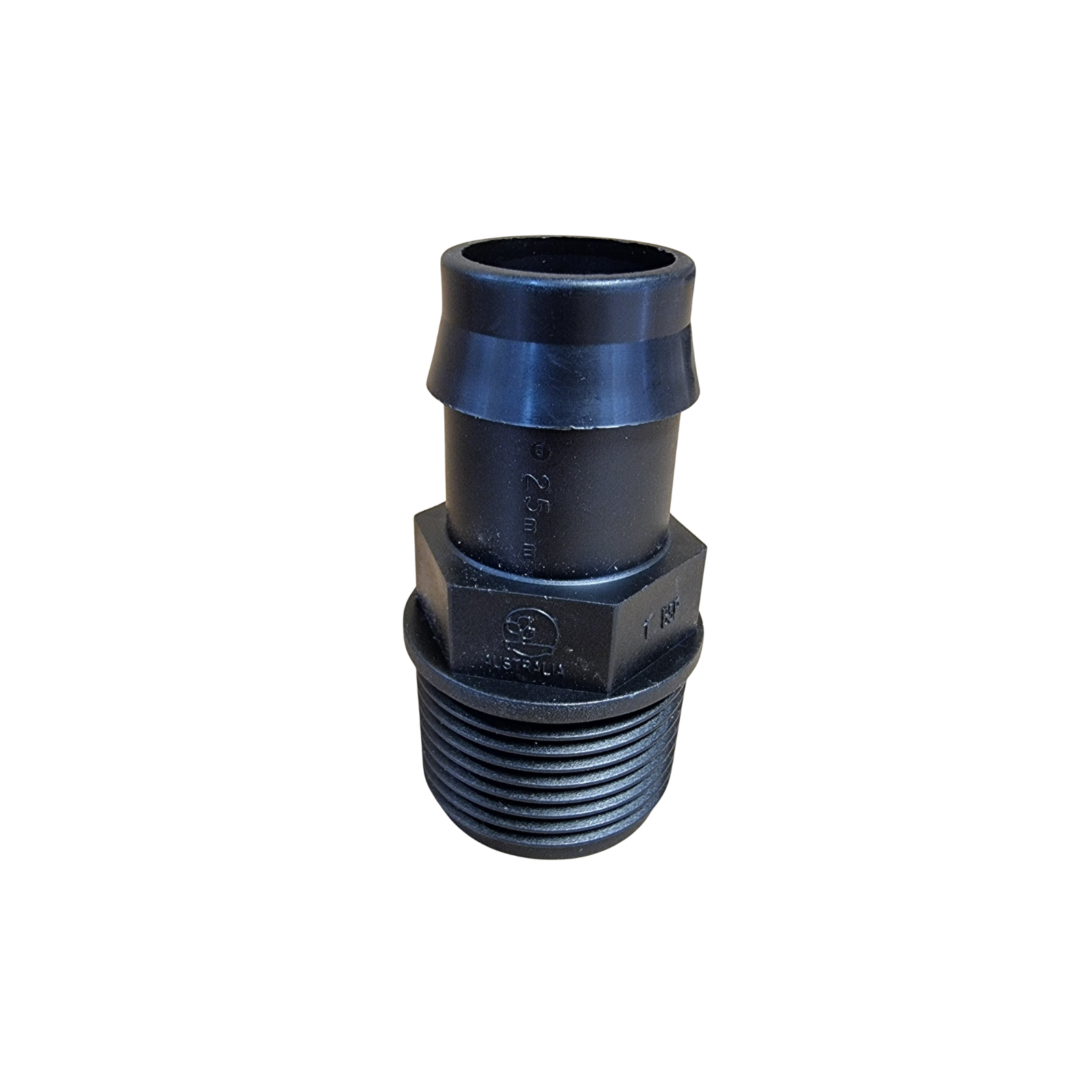 25mm Barb x 1" BSPT Director Fitting – Poly Pipe to Thread Adaptor for Irrigation & Water Systems