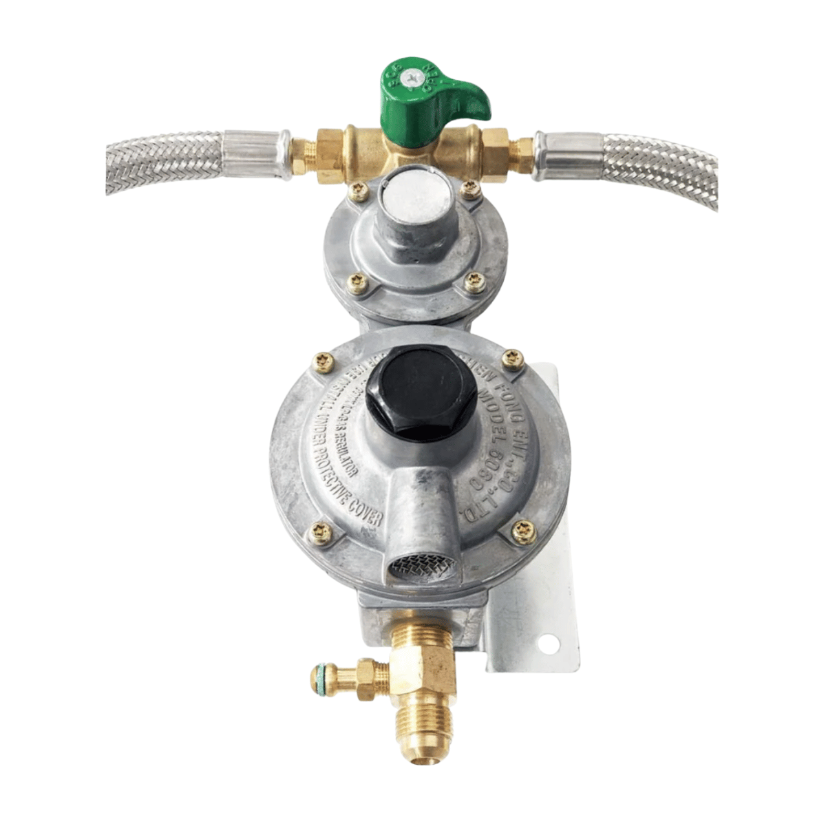 Dual Stage (Double) Caravan Gas Regulator Kit / Assembly – 600mm Hoses, AGA Approved