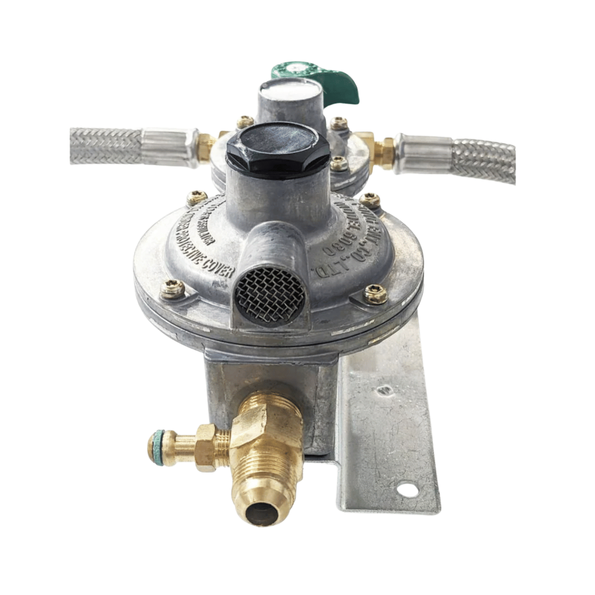 Dual Stage (Double) Caravan Gas Regulator Kit / Assembly – 600mm Hoses, AGA Approved