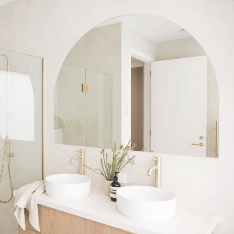 Round Tall Curved Basin Mixer Brushed Gold