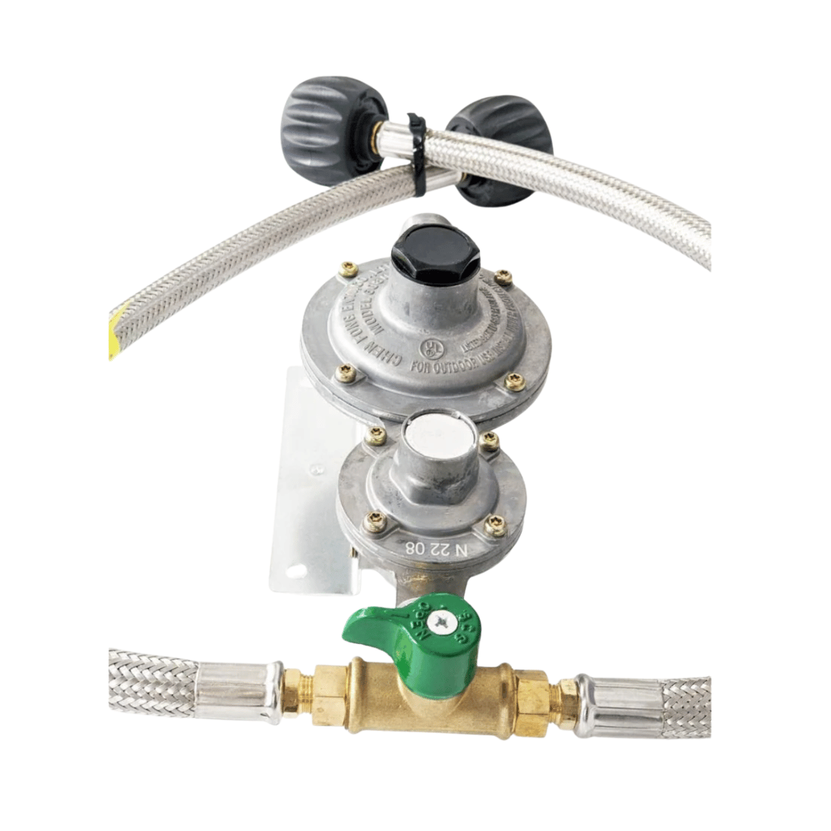 Dual Stage (Double) Caravan Gas Regulator Kit / Assembly – 600mm Hoses, AGA Approved