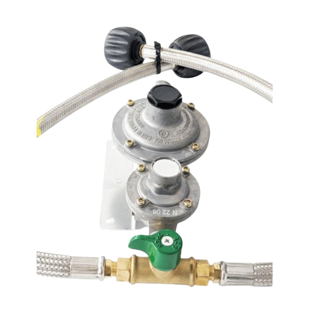 Dual Stage (Double) Caravan Gas Regulator Kit / Assembly – 450mm Hoses, AGA Approved