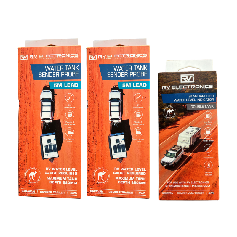 LED Gauge Double Tank + 2x7.5m Tank Sender Probes Bundle