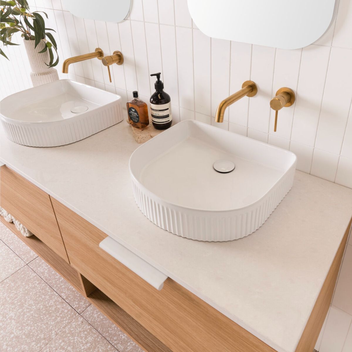Semi Fluted Basin Matte White - 400x360x130