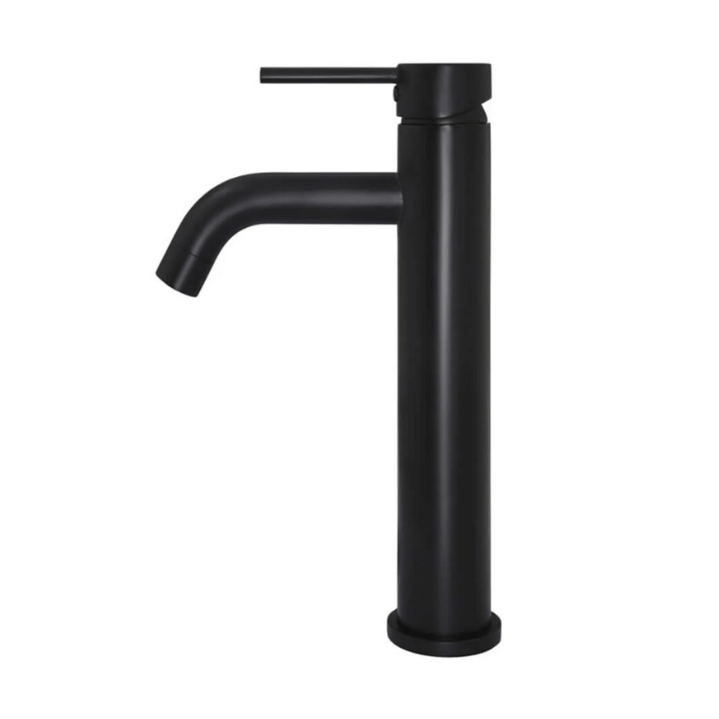 Round Tall Curved Basin Mixer Matte Black