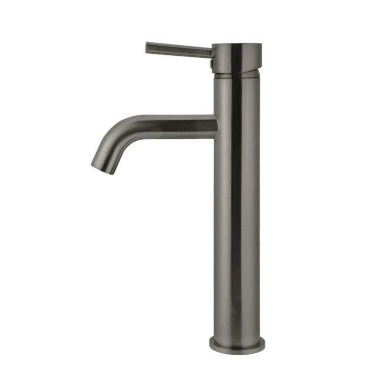 Round Tall Curved Basin Mixer Gunmetal