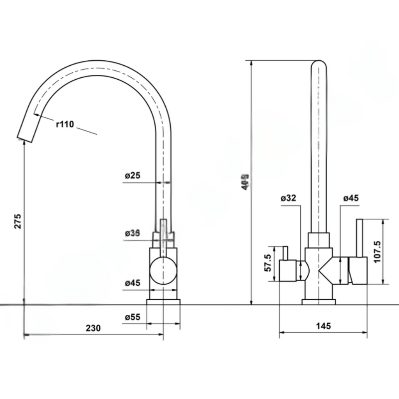 3-Way Filter Tap - Brushed Gold