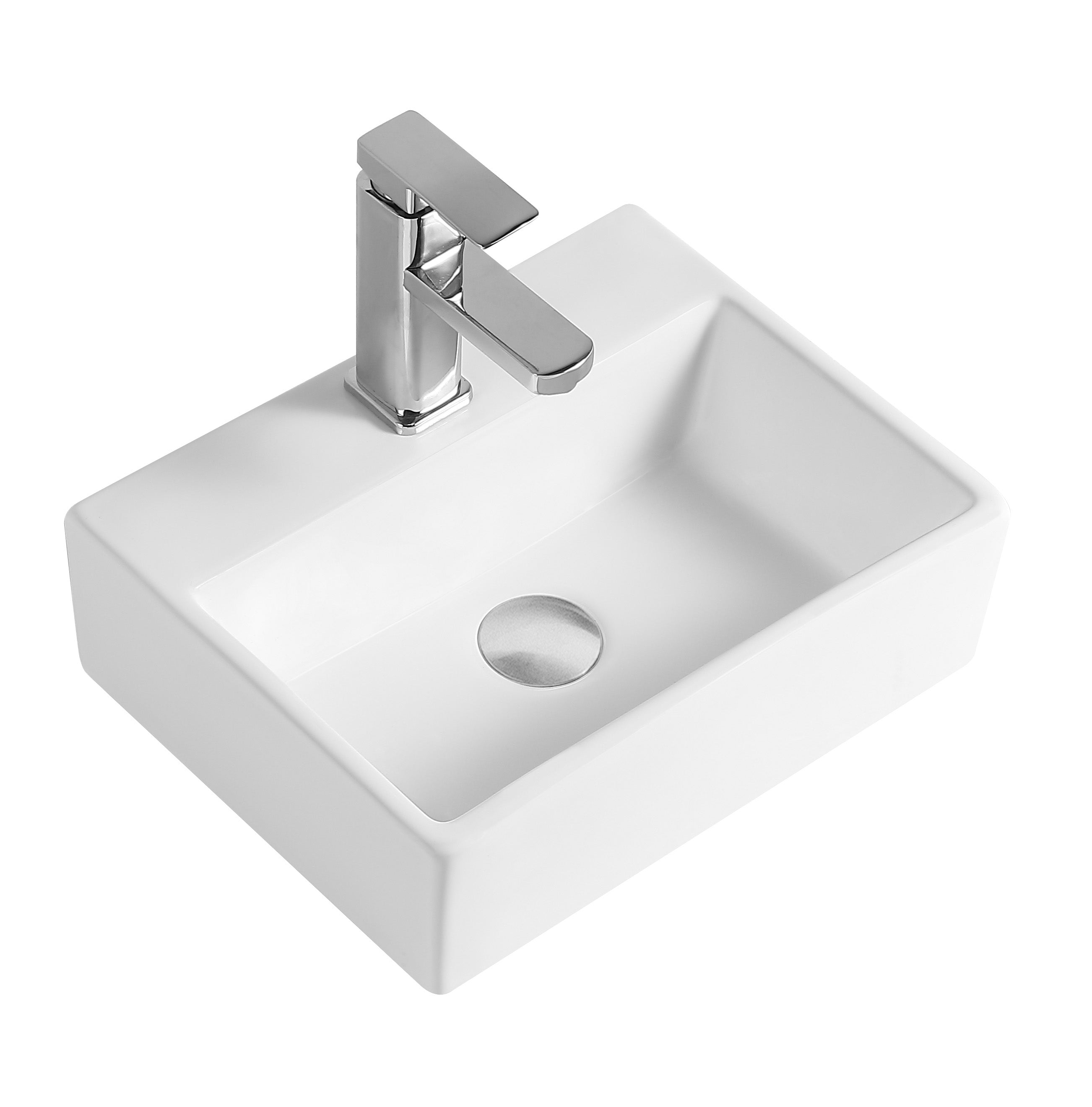 Tap Hole Square Basin White - 390x300x120