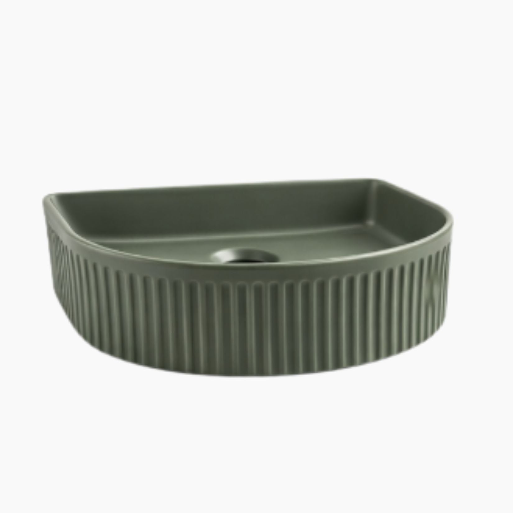 Semi Fluted Basin Moss Green - 400x360x130