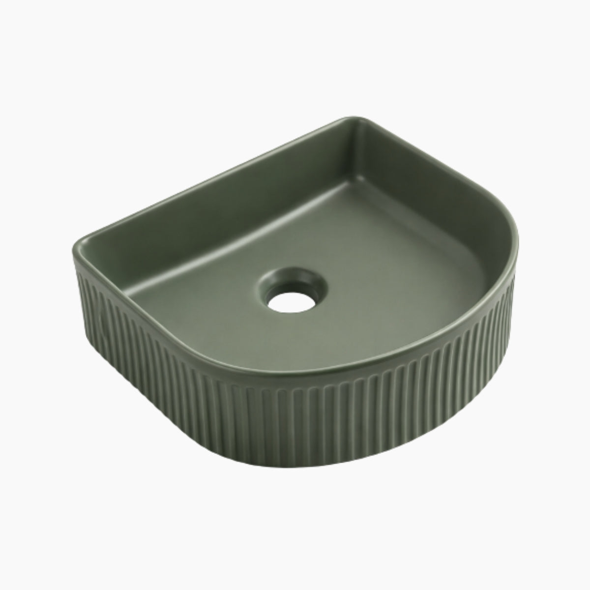 Semi Fluted Basin Moss Green - 400x360x130