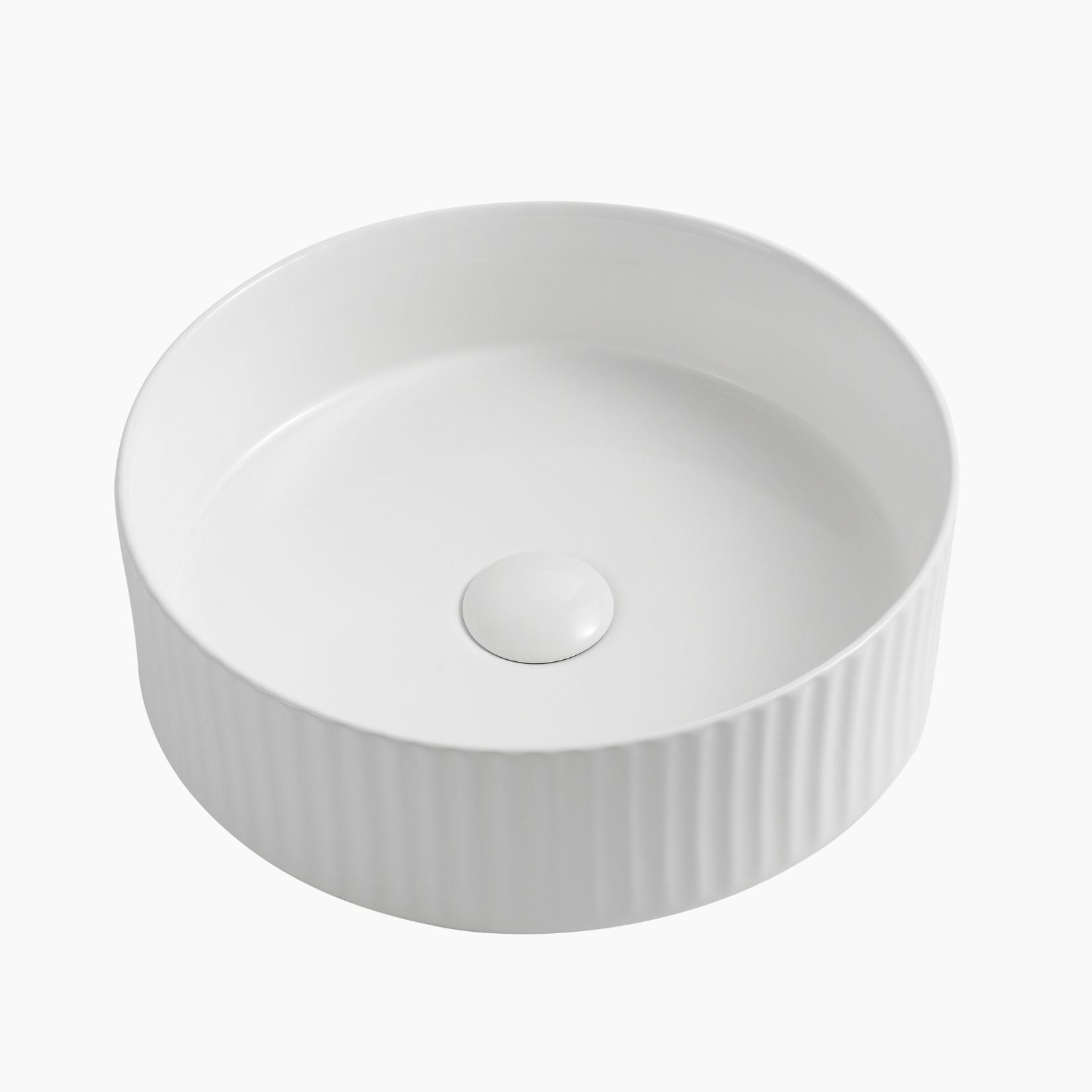 Round Fluted Basin White - 360x360x115