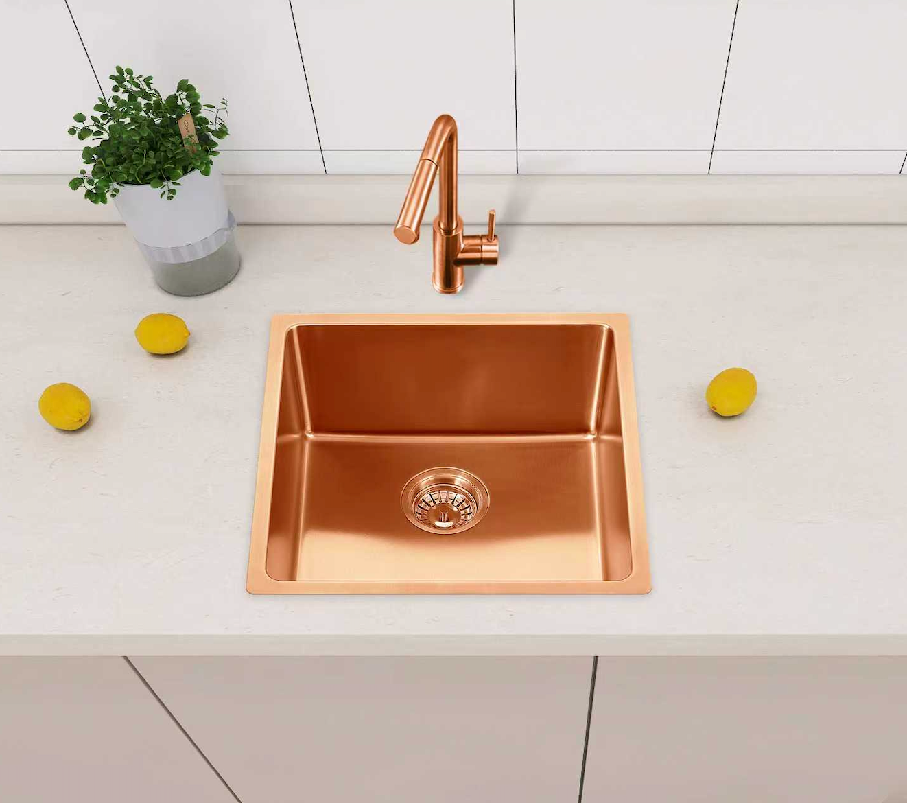 Square Rose Gold Sink - Stainless Steel - 440x440x200