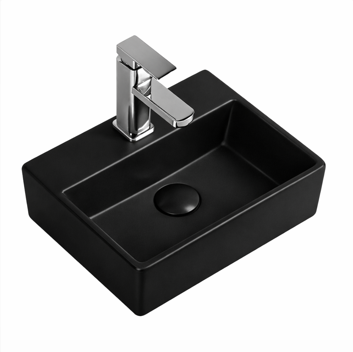 Tap Hole Square Basin Black - 390x300x120