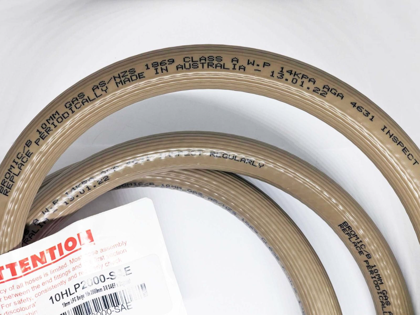 2000mm BBQ LPG Gas Hose 10mm Bayonet to 3/8" Flare Caravan RV AGA Approved