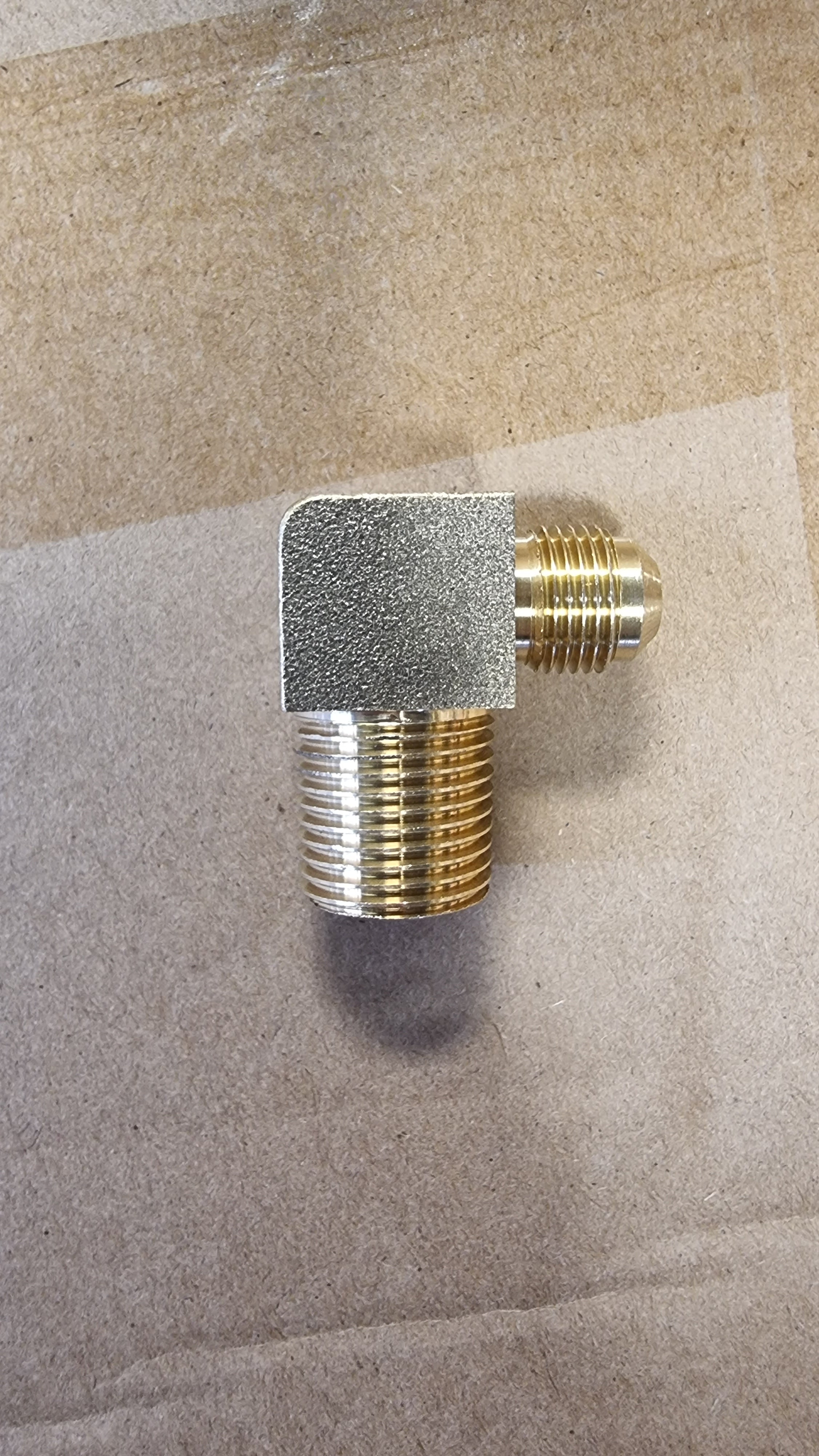 3/8" Flare x 1/2" BSP male thread brass elbow
