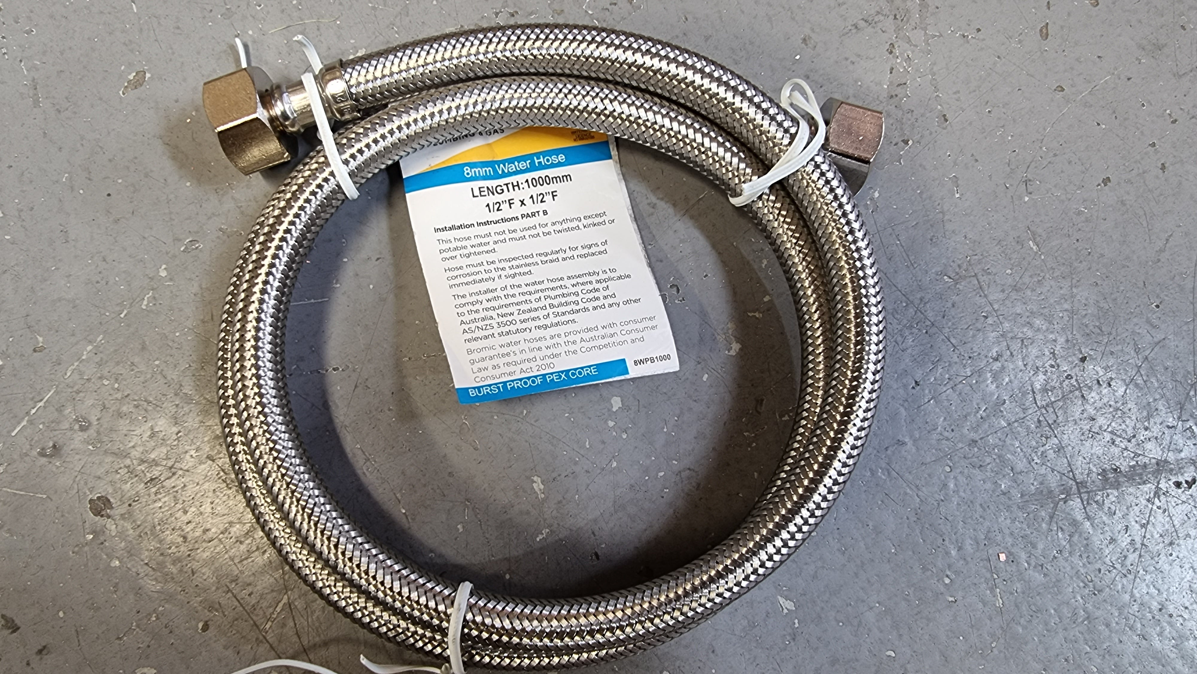 Flexi Hose Water 1/2" 1000mm