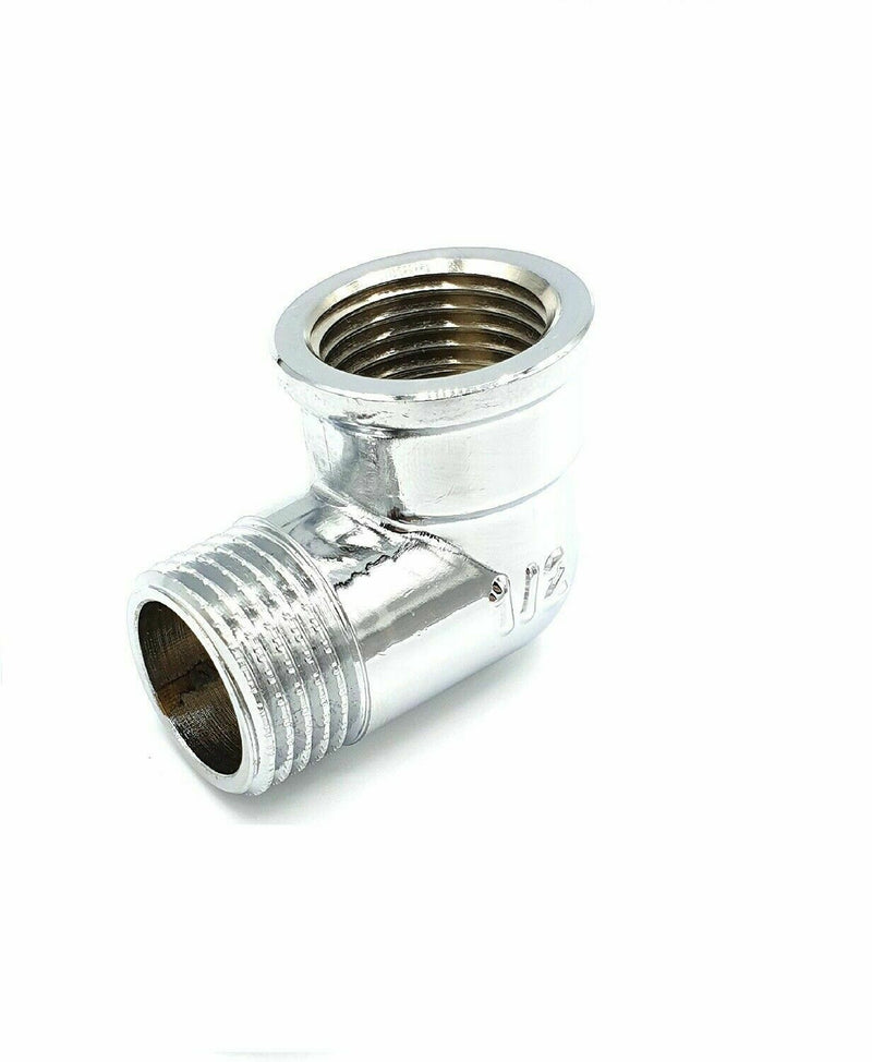 1/2" BSP Male/Female Brass Chrome Plated Elbow