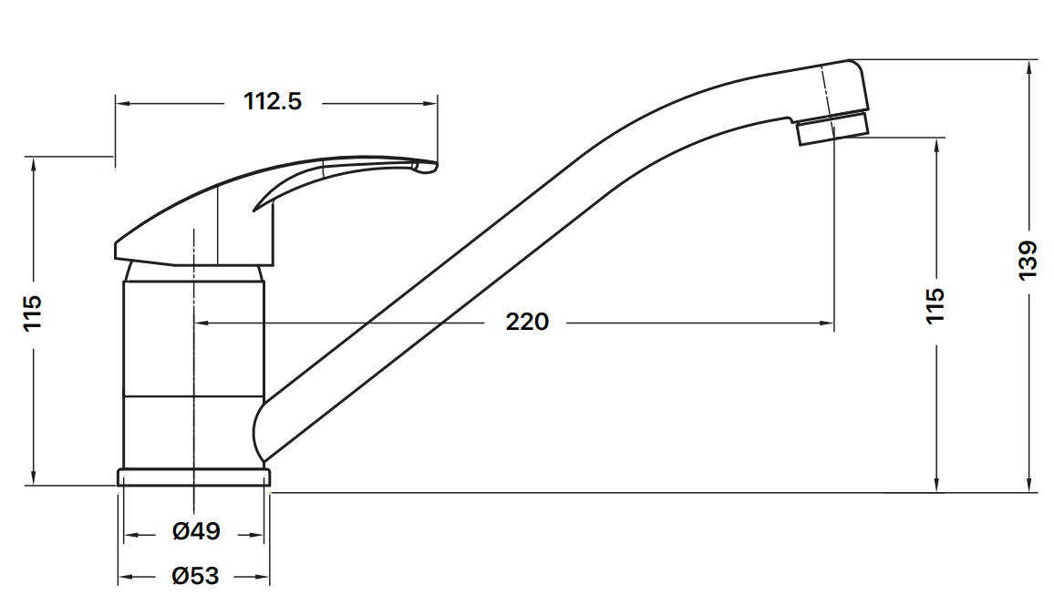 Chrome Sink Mixer - 220mm