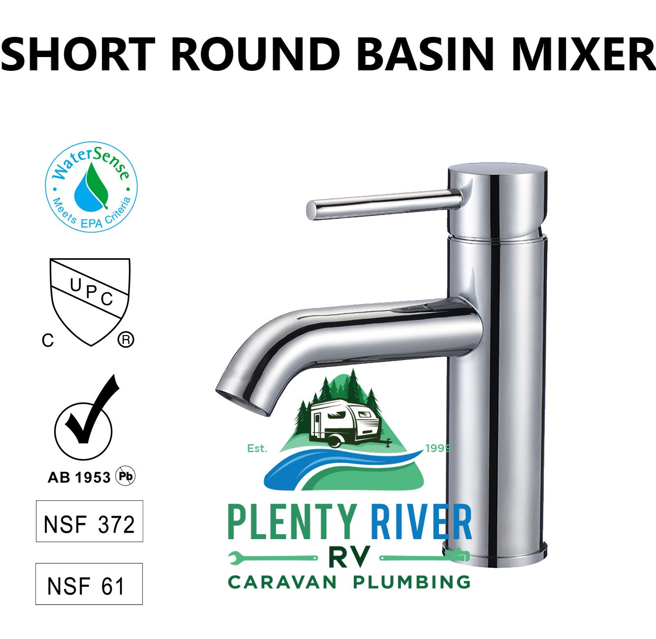 Chrome Basin Short Round Mixer | Plenty River