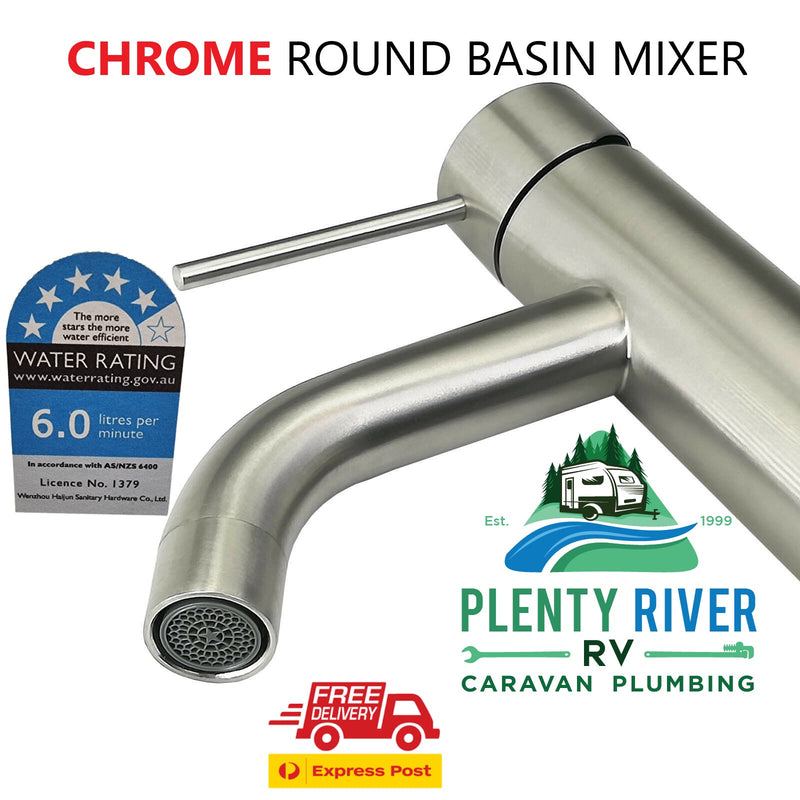 Chrome Basin Short Round Mixer | Plenty River