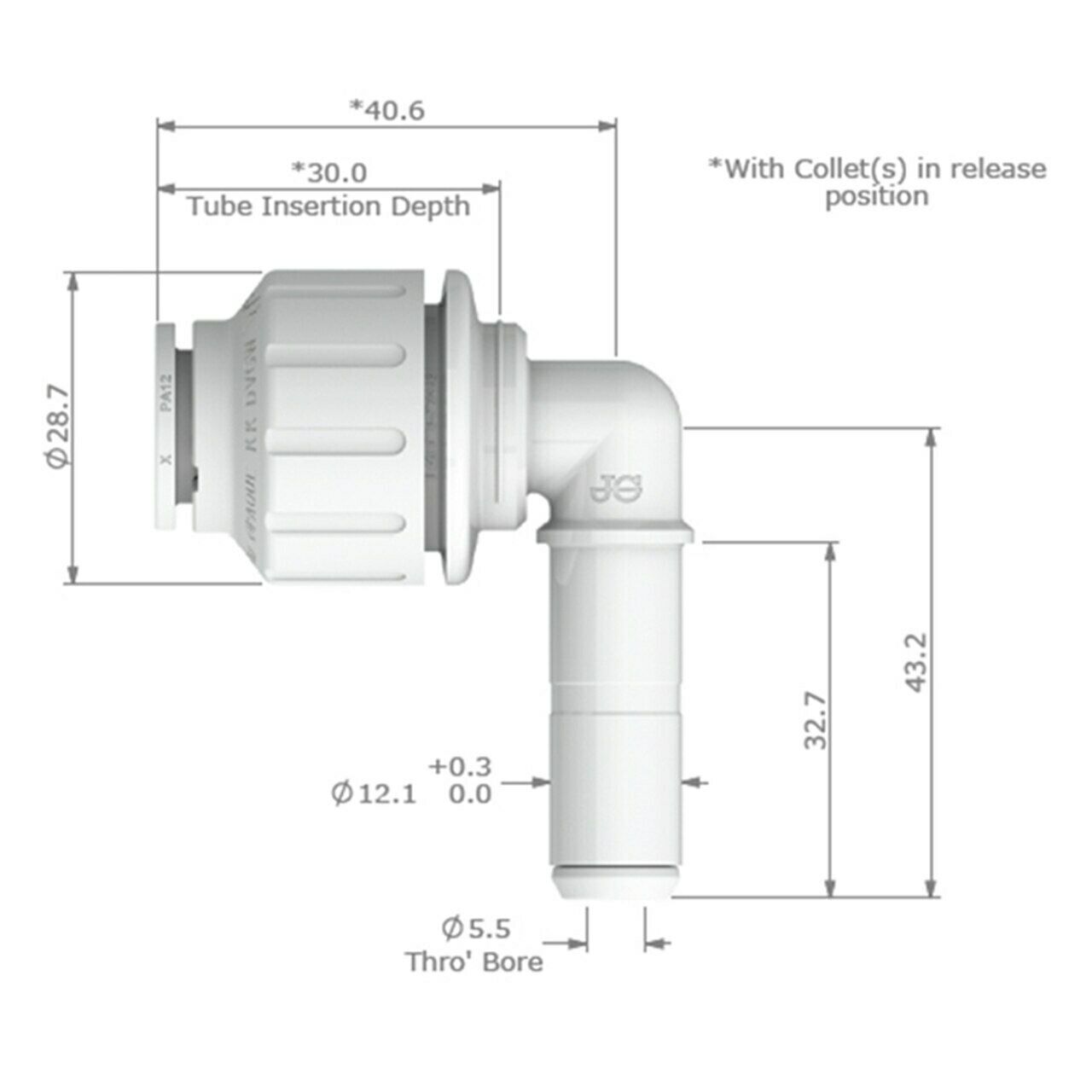 John Guest 12mm Stem Elbow (WM)